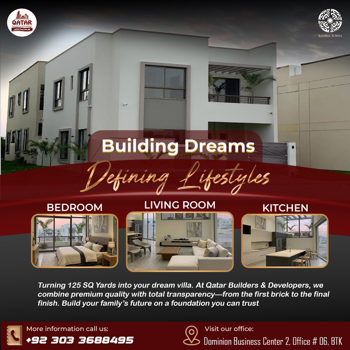 qatarbuilders's tweet photo. Premium quality meets total transparency. 💎

Qatar Builders &amp; Developers is redefining 125 SQ Yard luxury in Bahria Town Karachi. From structural integrity to high-end interior finishes, we build homes that stand out.

Contact us today: +92 303 3688495 📞 https://t.co/HRrG3gjp4H