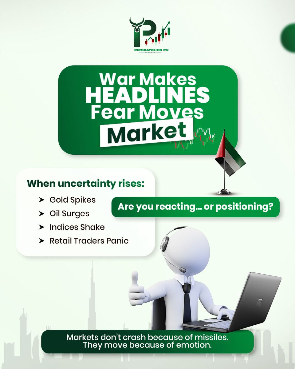 PipscatcherFX's tweet photo. War creates headlines, Fear moves markets.
Are you reacting or positioning? https://t.co/nENKI7uKTn