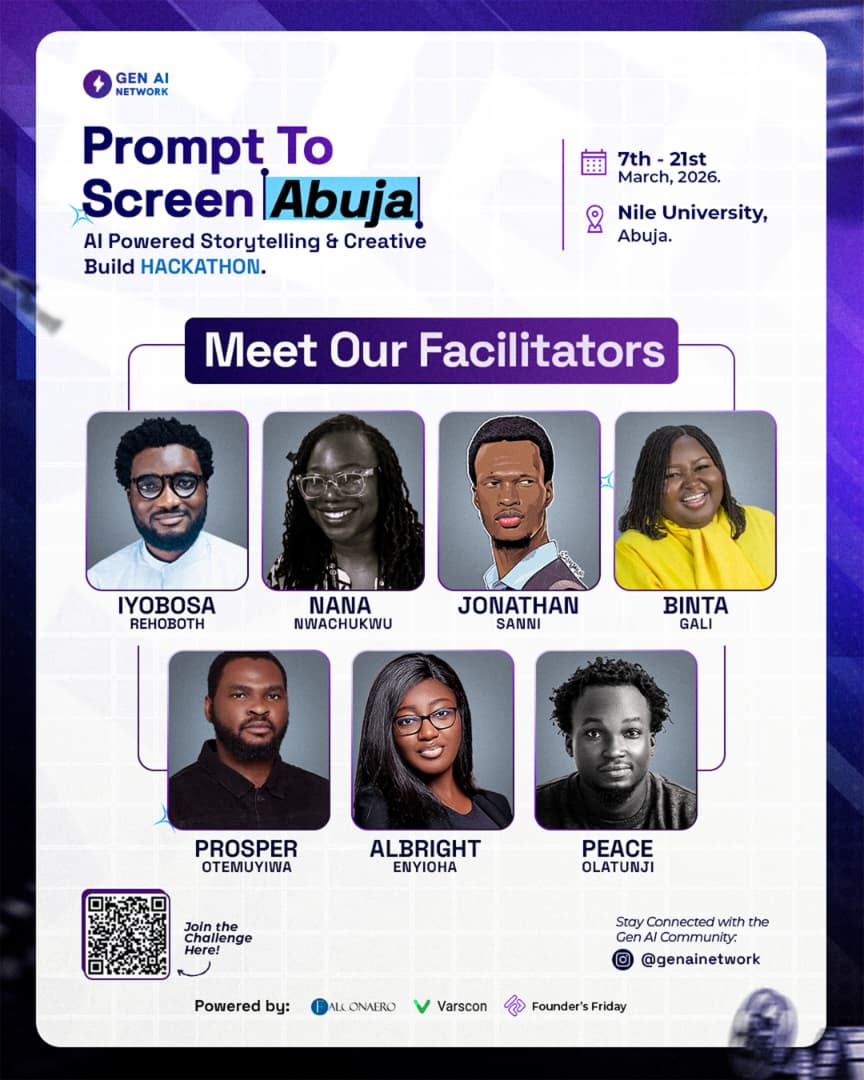 InstigLabs's tweet photo. The next generation of creators won’t just write code.

They’ll build worlds.

Prompt To Screen Abuja is a one-day AI build experience bringing students from top universities together to turn ideas into software, stories, and intelligent systems.

Join the challenge!🚀 https://t.co/N8qRTGiyMs