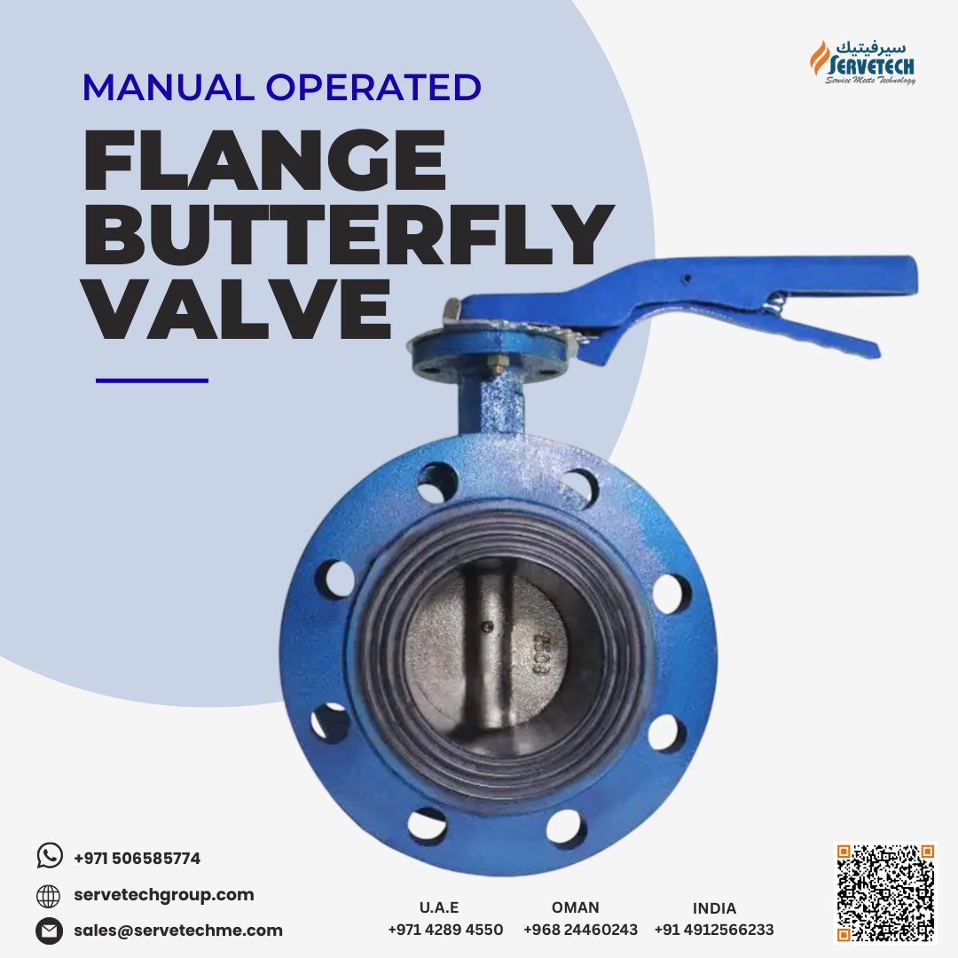 Servetech_'s tweet image. ⚙️ Manual Flanged Butterfly Valve 
Flange standards: GB / ANSI / API 6D / JIS • Sizes 2"–40" • Pressure 1.0–1.6 MPa • Materials: cast iron, cast steel, WCB, stainless steel. Built for air, water, steam &amp;amp; corrosive services. 🔧

#ButterflyValve #FlowControl #Servetech
