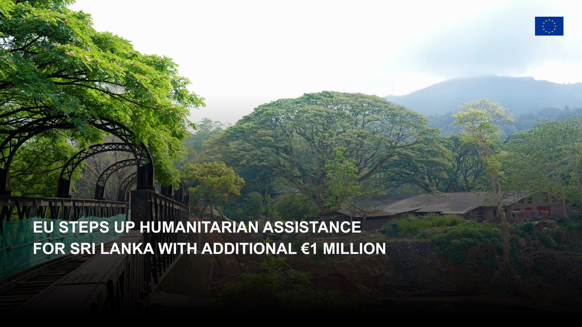 EU_in_Sri_Lanka's tweet photo. The EU has allocated an additional €1 million (over LKR 370M) to address the ongoing humanitarian impact of Cyclone #Ditwah in Sri Lanka 🇱🇰.

This funding strengthens relief efforts and supports affected #communities in #lka.

More: https://t.co/4gp9zHRlVO

#EUinSriLanka https://t.co/R8IUzgpNXT