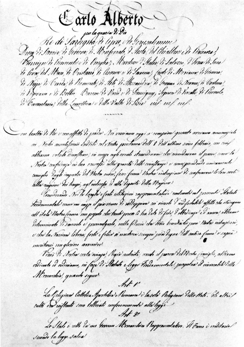 germanshepard8's tweet photo. #4marzo 1848
Re Carlo Alberto concede al Regno di Sardegna lo #Statuto #Albertino che verrà poi esteso al Regno d'Italia e rimarrà in vigore fino al 1946.
#storia https://t.co/fB0tZ1Wq5i