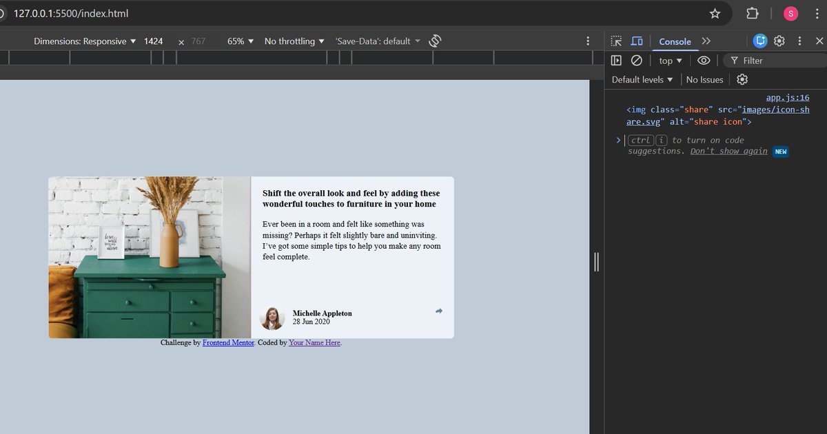 codewithsuccess's tweet photo. started practicing with this frontend challenge. using add event listener
#javascript #frontendChallenge https://t.co/TOcLt7XZYk
