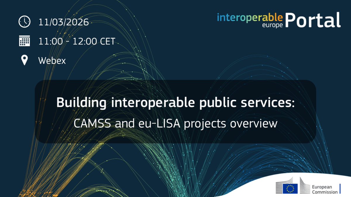 InteroperableEU's tweet image. Interested in making your #PublicServices more #interoperable?

In one week's time, the #InteroperableEuropePortal will help you🎯achieve this through the #CAMSS and eu-LISA projects.

Register and secure your💺spot now!
👉link.europa.eu/4wQ9tj