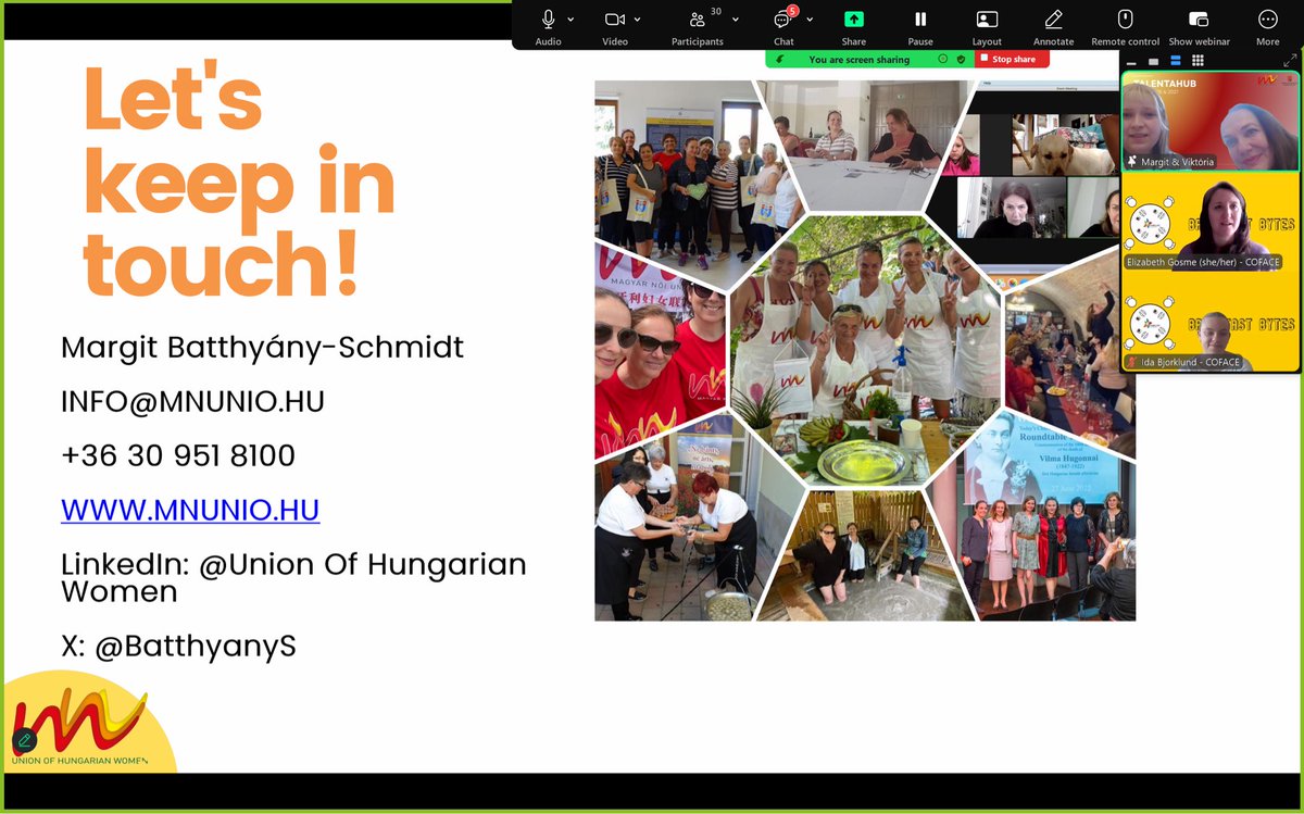 BatthyanyS's tweet photo. Upon the invitation of Coface Families Europe, the Union of Hungarian Women Association had the opportunity to present its work at the Breakfast Bytes webinar on 3 March 2026, in connection with International Women’s Day. ☕️ We are grateful for the opportunity for Coface🙏 https://t.co/2OJZeR8A1K