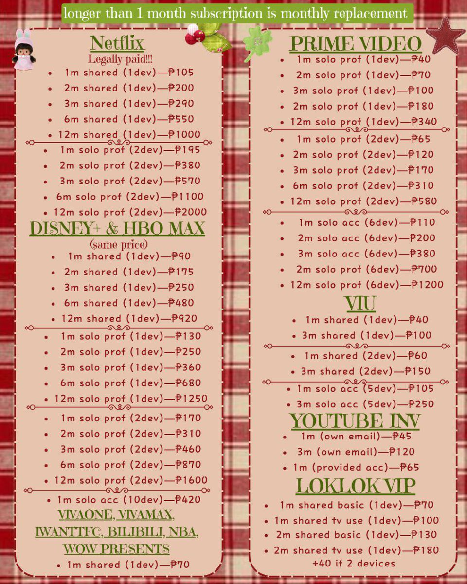 lovely260276's tweet image. karla wts premium acc ph
netflix
disney plus
hbo max
prime
vivaone
iwant tfc
bilibili
nba
wow presents
viu
loklok
youtube
m365
quizlet
canva pro
capcut
grammarly
quillbot
gemini
scribd
STUDOCU
zoom
chatgpt
proofs— #lilacpremszproofs
lfs lfb pbb bts jennie az caprice svt heath bbs