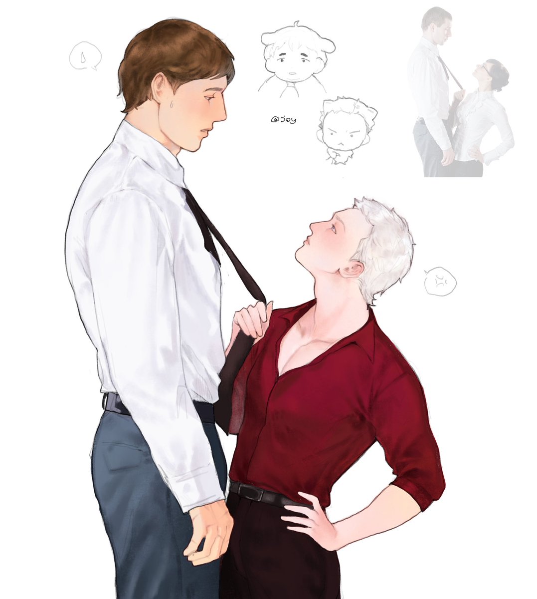 #dunkaerion  (office AU) ooh size diff.