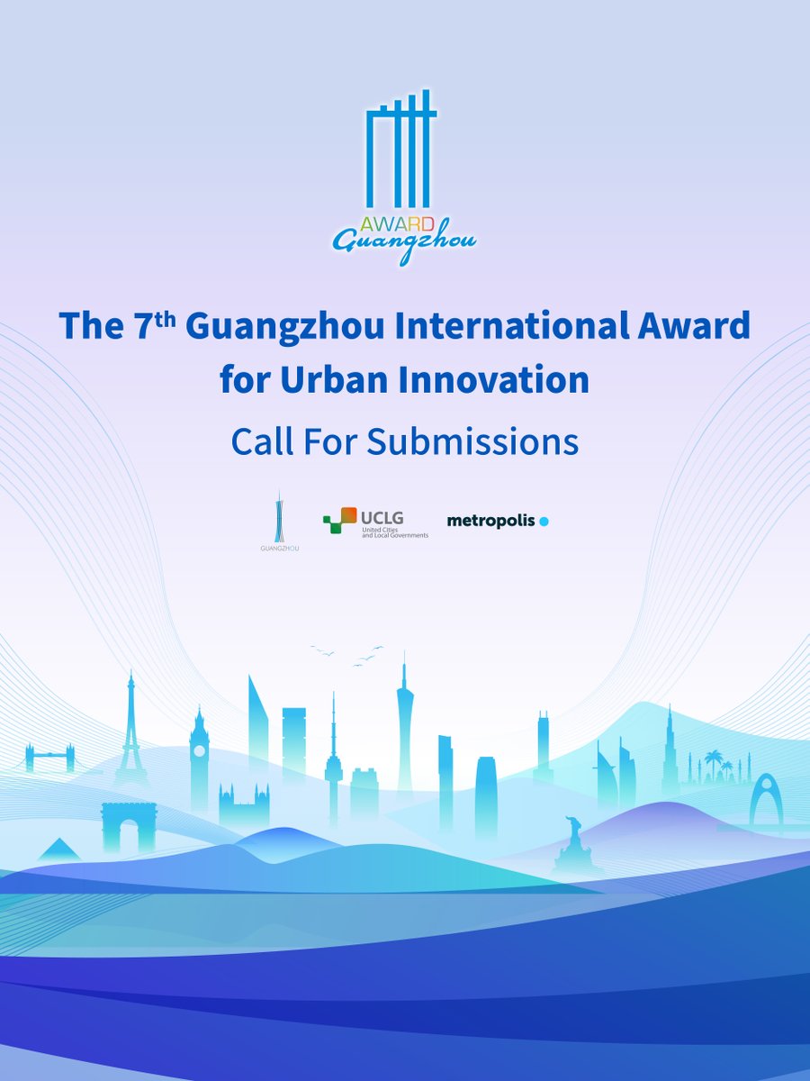 metropolis_org's tweet photo. 🚨 Early-bird deadline alert! Submit your city's innovative solution by 31 March to receive expert feedback.

The 7th Guangzhou International Award for Urban Innovation is calling cities worldwide to share bold solutions that make urban life more inclusive, resilient, and sustainable.

Early submissions get organizer feedback to strengthen your city's application.

Your ideas could inspire cities globally and your city could be awarded 20,000 USD in the process.

💡 Don’t wait. Make 2026 the year your city’s innovation goes global.

👉 Submit now:  https://t.co/VNZvu3Usu4

@GuangzhouAward 

#GuangzhouAward #UrbanInnovation #SustainableCities #CityToCityLearning