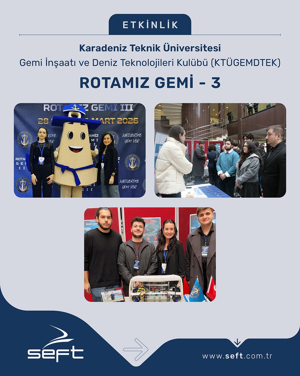 seftengineering's tweet photo. SEFT Mühendislik olarak, KTUGEMDTEK (KTÜ Gemi İnşaatı ve Deniz Teknolojileri Kulübü) tarafından düzenlenen “Rotamız Gemi-3” etkinliğinde, öğrenci arkadaşlarımızla bir araya gelmekten büyük mutluluk duyduk. 

Emeği geçen tüm kulüp üyelerine teşekkür ederiz. https://t.co/4GkcDVkHta