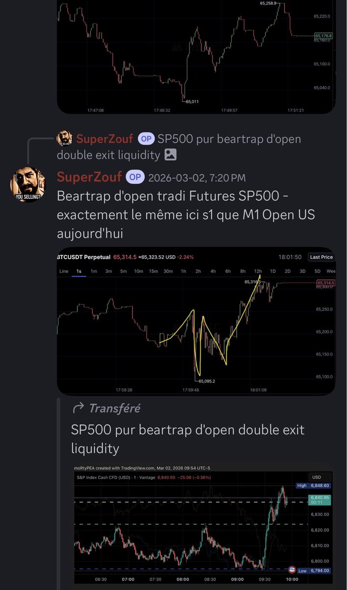 superzuffer's tweet photo. @SuperBitcoinBro @joeokeefejr Bruuuuhh s1 is full of superEW, Chads are seems to be brewing the fear 🤠🤩😁

1st happened exactly on bad war news Sunday👀

The 2 other ones respectively 15 min before Future open &amp; second marking the pseudo EQL on open: the intraday HL at 65k, followed by a LTF-intra EW🥸 https://t.co/9rUcPvGxz8