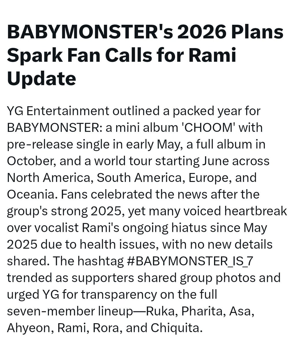 markables06's tweet photo. We want Rami update @ygent_official @YGBABYMONSTER_ 

7 to 1, THEY'RE BABYMONSTER
#BABYMONSTER_IS_7 #RAMI

https://t.co/5TsGLvrudO https://t.co/aKeZEAkhGw