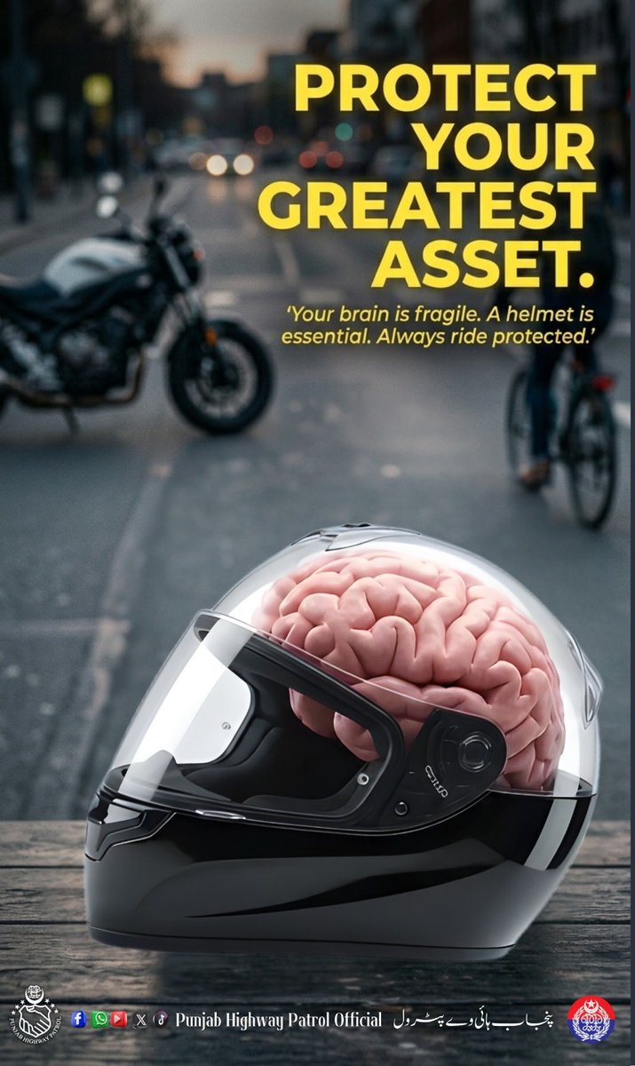 "Head Protected, Future Secured!
Wear a Helmet, Save Your Life!
Life's a Ride, Don't Crash it!"
#SafetyMatters #wearhelmet #SecureYourFuture #roadsafetyawareness #ObeyTrafficRules #GovtOfPunjab #PunjabPolice #IGPunjab #PunjabHighwayPatrol