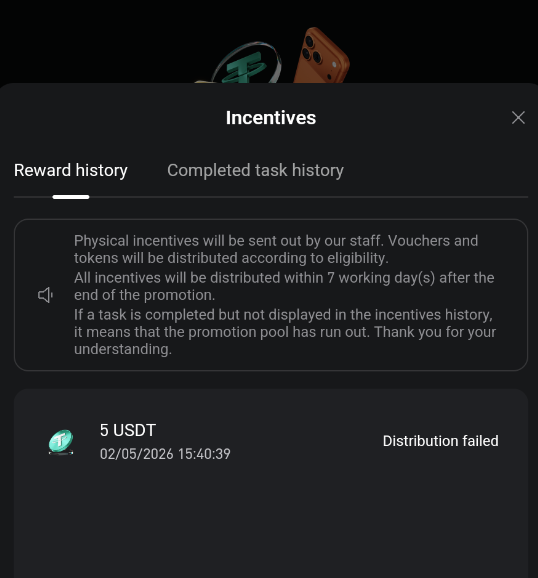 ridoy02rk2's tweet photo. I participated in the "Fantasy February: Trade for Gold and Fortune" event and was looking forward to the rewards. I expected to receive them within 7 working days after the event ended .
without any reason my dashboard shows "Distribution Failed." @bitget #Bitget #BitgetSupport https://t.co/dfButuPP45