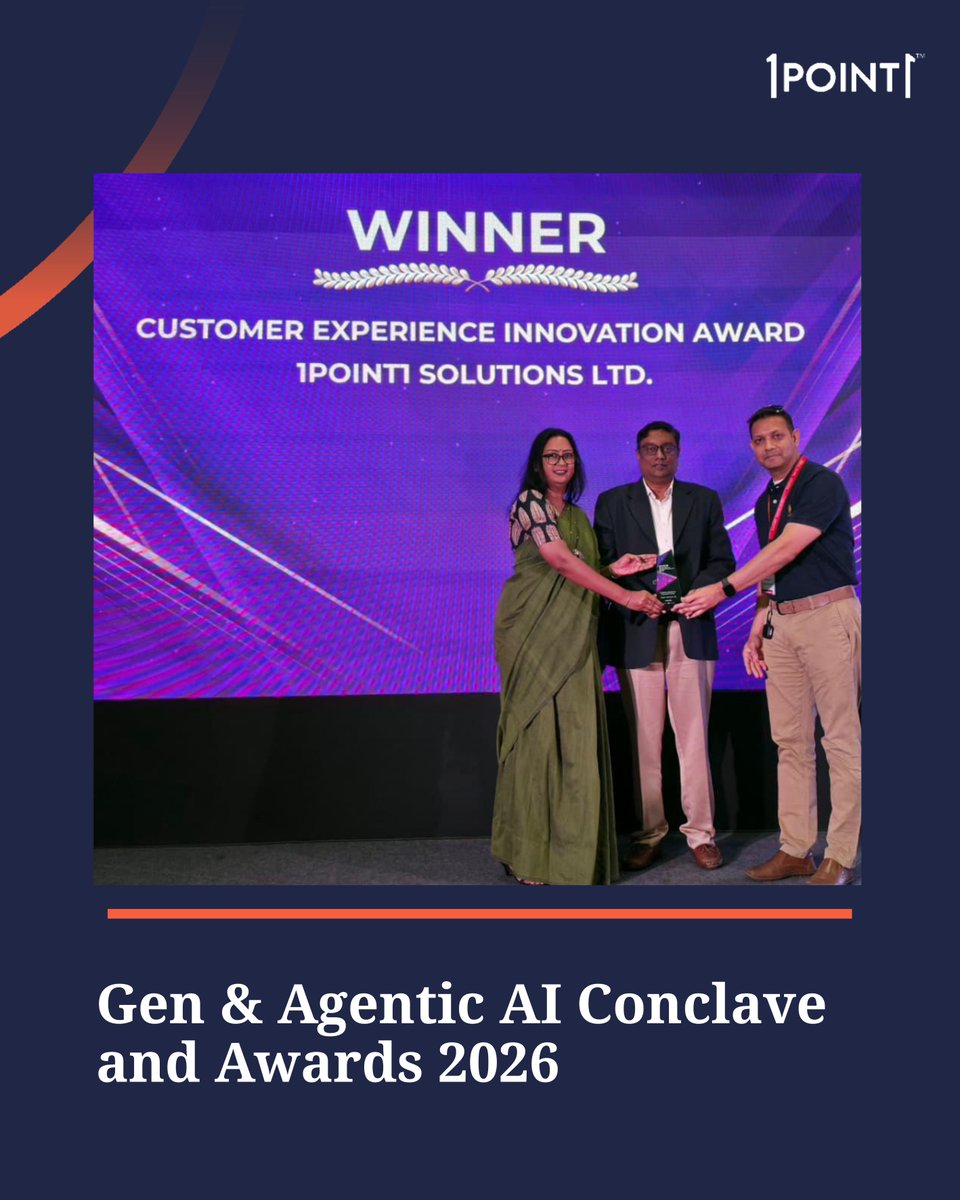 1POINT1Solution's tweet photo. InProud moment 🚀

1Point1 honored at the Gen &amp; Agentic AI Conclave &amp; Awards 2026 for driving AI-led innovation.

#1Point1 #Unstoppable1Point1 #CorporateWins

Know more: https://t.co/CiPyC6JCBN

#1Point1 #Unstoppable1Point1 #LeadThe1Point1Way #CorporateWins https://t.co/guECRd2D7X