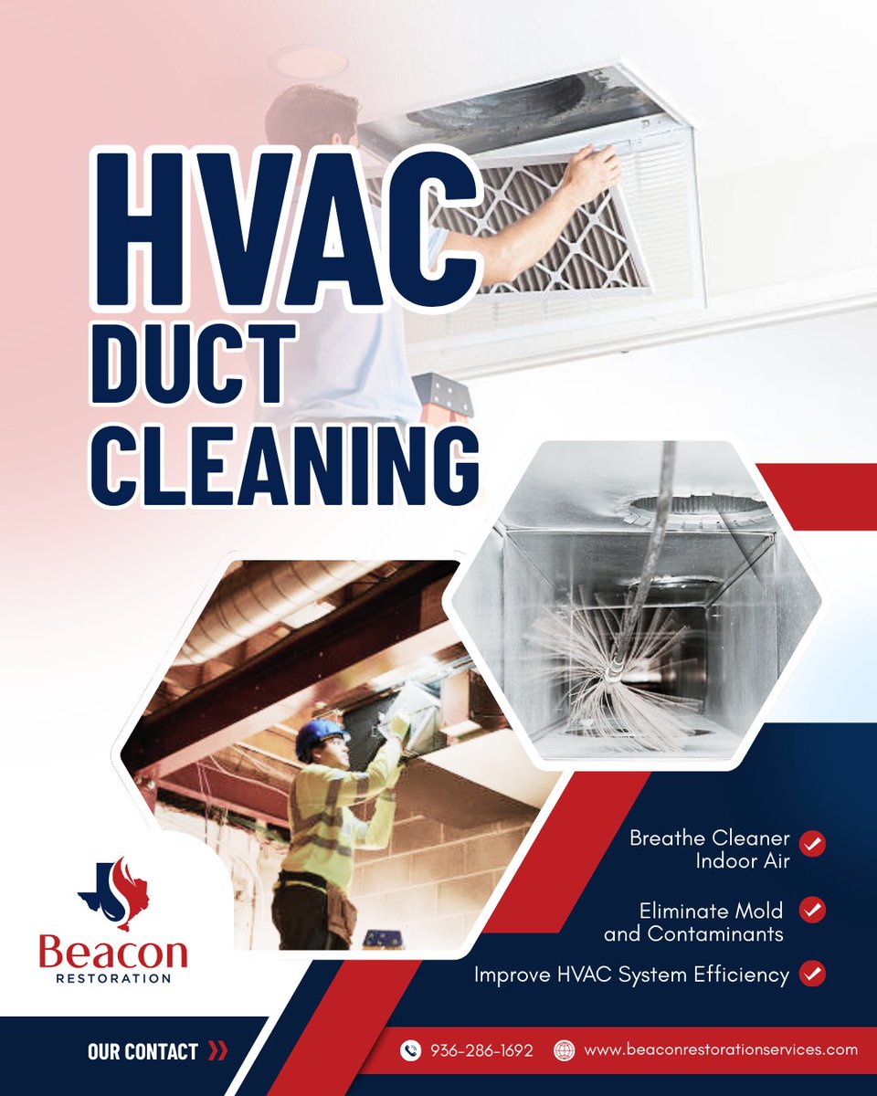 🌬️ Breathe Easier with Beacon Restoration Services! 🌟

Dust, allergens, and mold can accumulate in your ductwork. Our IICRC-certified team offers thorough air duct cleaning to improve indoor air quality and system efficiency.

📞 Call: 936-286-1692