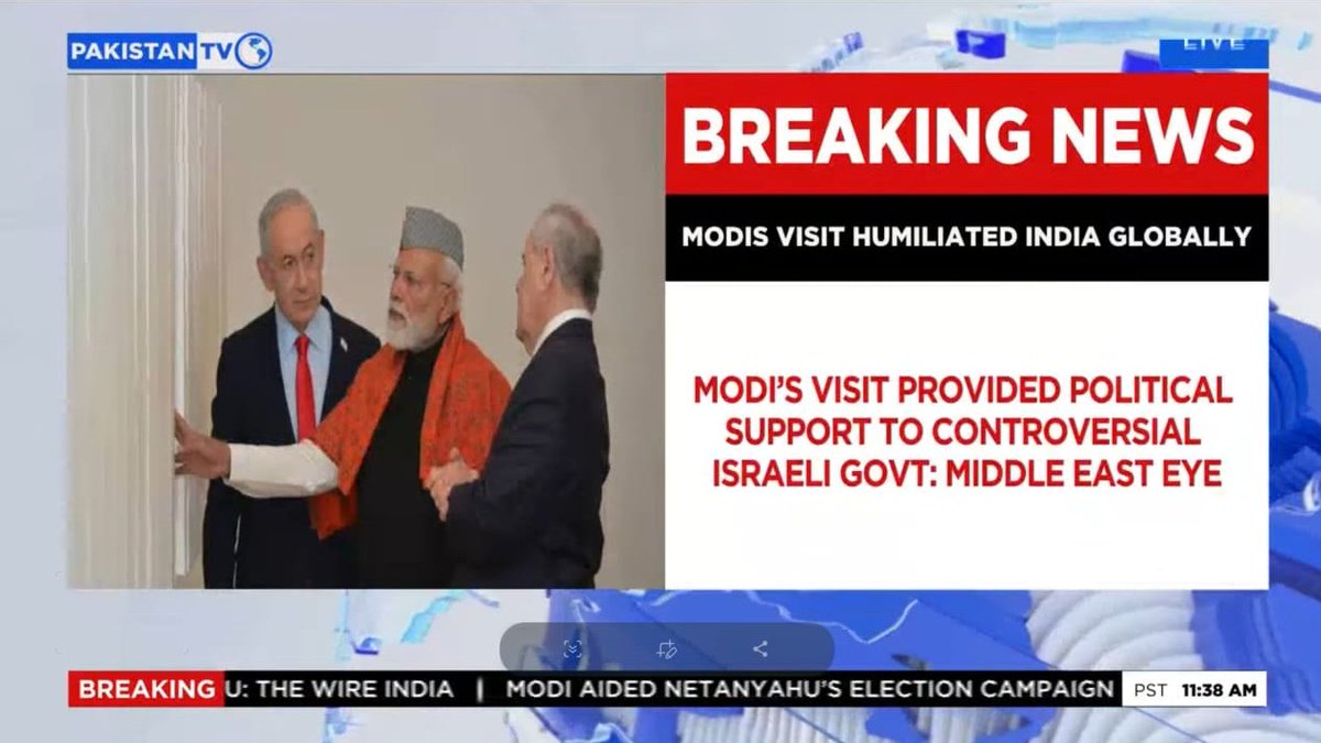 PakTVGlobal's tweet photo. Modi’s Israel visit draws global and domestic criticism, seen as prioritizing political gains and bolstering Israel’s controversial government.

#ModiIsraelVisit #IndiaIsraelRelations #GlobalCriticism #PoliticalControversy #PakistanTV #PakistanTvglobal https://t.co/IS5hTQpU4H