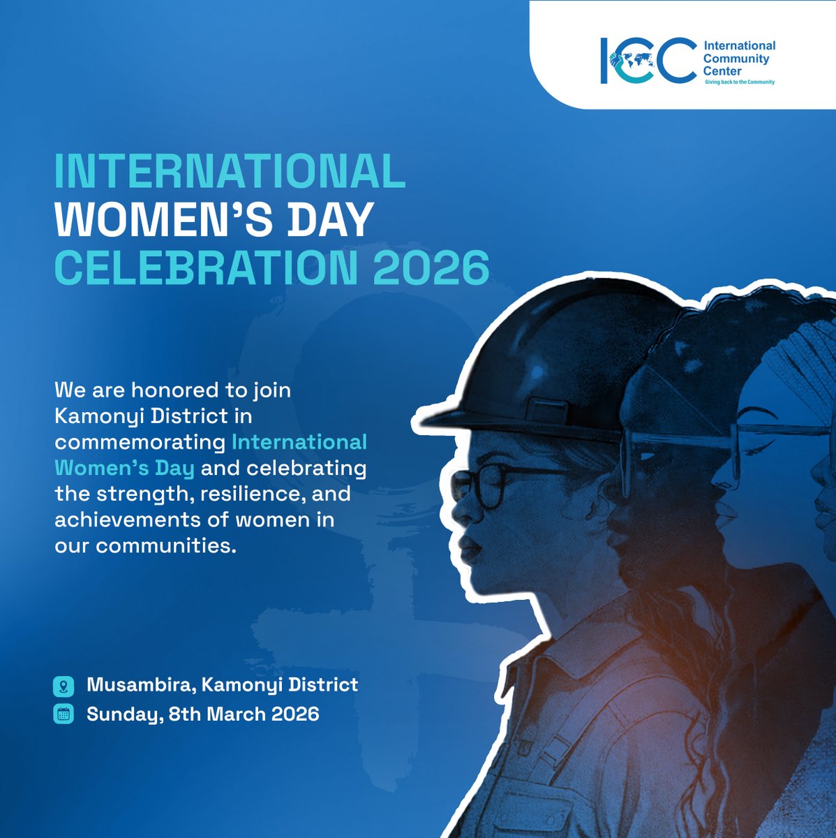 ICC_Rwanda's tweet photo. #Women are at the heart of resilient communities.

On March 8, we will join @Kamonyi District to commemorate International Women’s Day 2026, celebrating the strength, leadership, and achievements of women shaping our communities.

#IWD2026 #ICCRwanda #WomenEmpowerment https://t.co/o9wU7AeO5Q