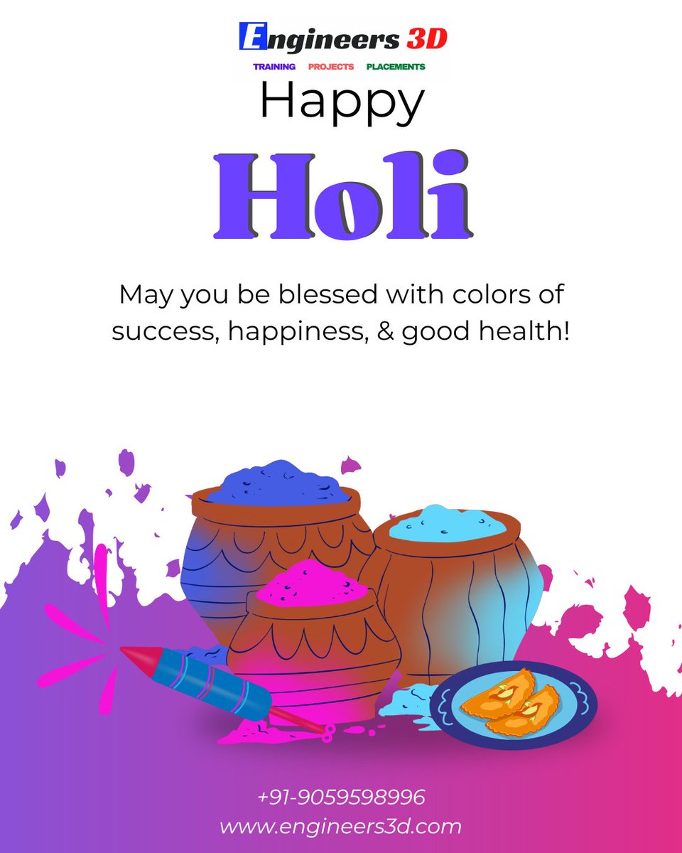 Engineers3d's tweet image. On this special occasion of Holi, we wish you happiness, positivity, and success in every step of your journey.
Wishing all our students, faculty, and partners a safe and joyful Holi.

✨ Team Engineers3D

#HappyHoli #Engineers3D #HoliWishes #ProfessionalGreetings