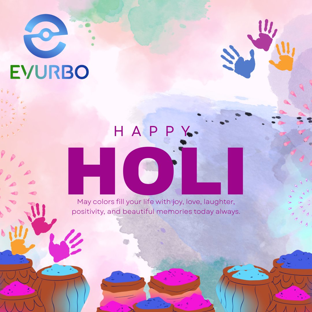 evurbo's tweet photo. Wishing you a Holi bursting with colours, laughter, and happiness! May your life be as vibrant as the hues of this festival 🌈 #evurbo Evurbo #ColoursOfLife #festivalvibes #holi https://t.co/rJKMHimnlO