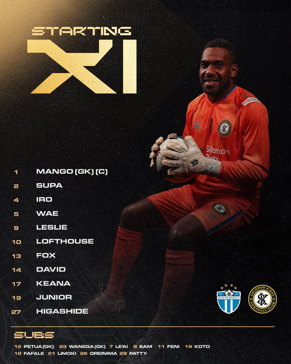 The OFC Pro League ends its visit to Melbourne with a blockbuster top four clash! 4️⃣🔥

Here are your starting line-ups as South Melbourne FC take on Solomon Kings FC. 

Watch the game LIVE and FREE on FIFA+ or through your local broadcaster. 

#OFCProLeague