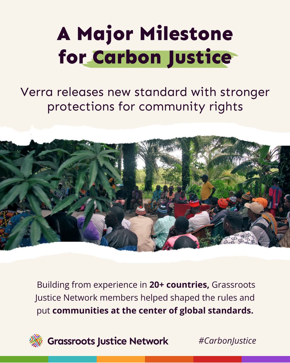 NamatiKenya's tweet photo. ✊A new standard from carbon certifier Verra incorporates principles from @GrassrootsJN &amp; frontline communities around the globe. The updated rules increase #transparency, strengthen communities' right to free, prior, informed consent &amp; require revenue sharing with communities. https://t.co/HNAFwiUuog