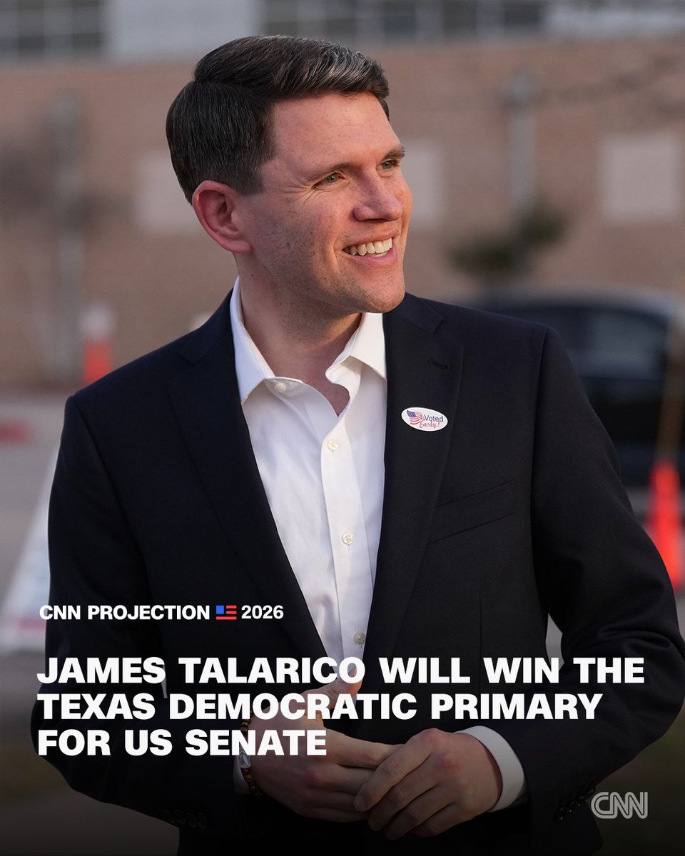 State Rep. James Talarico will win the Democratic nomination in the Texas Senate primary, CNN projects, defeating US Rep. Jasmine Crockett. Follow live updates. cnn.it/47p0VT4