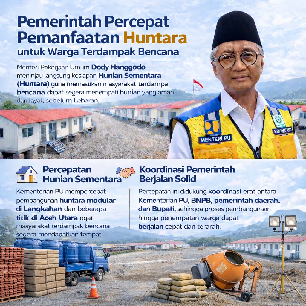 Huntara di Aceh Utara dibangun dengan penuh empati oleh Kementerian PU, dipastikan langsung oleh Pak Dody Hanggodo buat Lebaran yang bermakna #PemulihanPascabencana hadir nyata