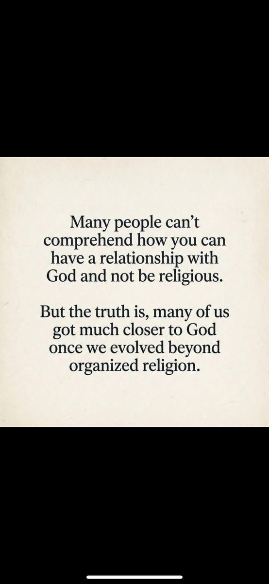 505Cali2's tweet photo. Many people can't comprehend how you can have a relationship with God and not be religious.
But the truth is, many of us got much closer to God once we evolved beyond organized religion. https://t.co/CcD4jHWdou