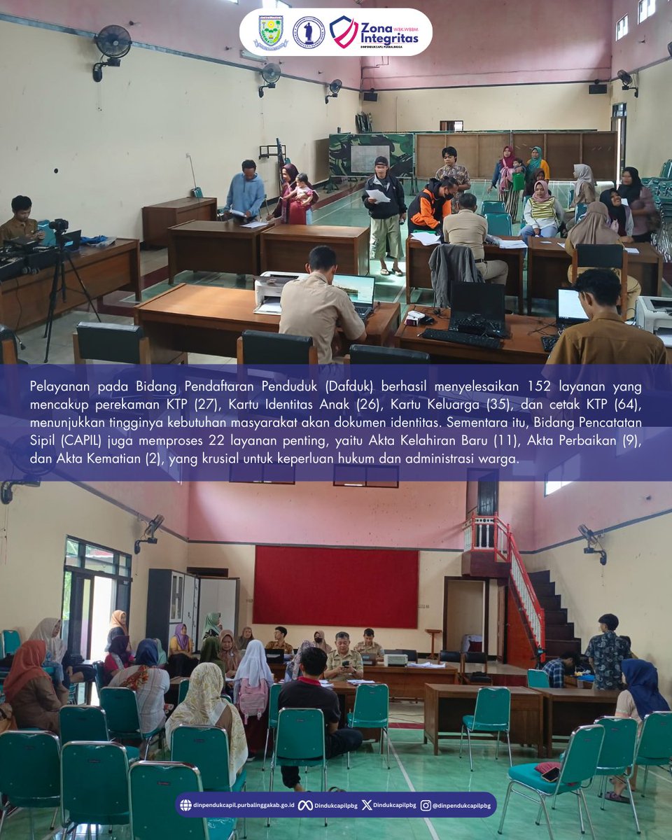 DindukcapilPbg's tweet image. Dinpendukcapil Purbalingga hadir langsung di Balai Desa Tunjungmuli (3 Maret 2026) melalui program Jemput Bola Pelayanan Adminduk TMMD.

Informasi selengkapnya: dinpendukcapil.purbalinggakab.go.id/article/pelaya…

#Dukcapil #DukcapilJateng #DukcapilPurbalingga #PemkabPurbalingga #Purbalingga