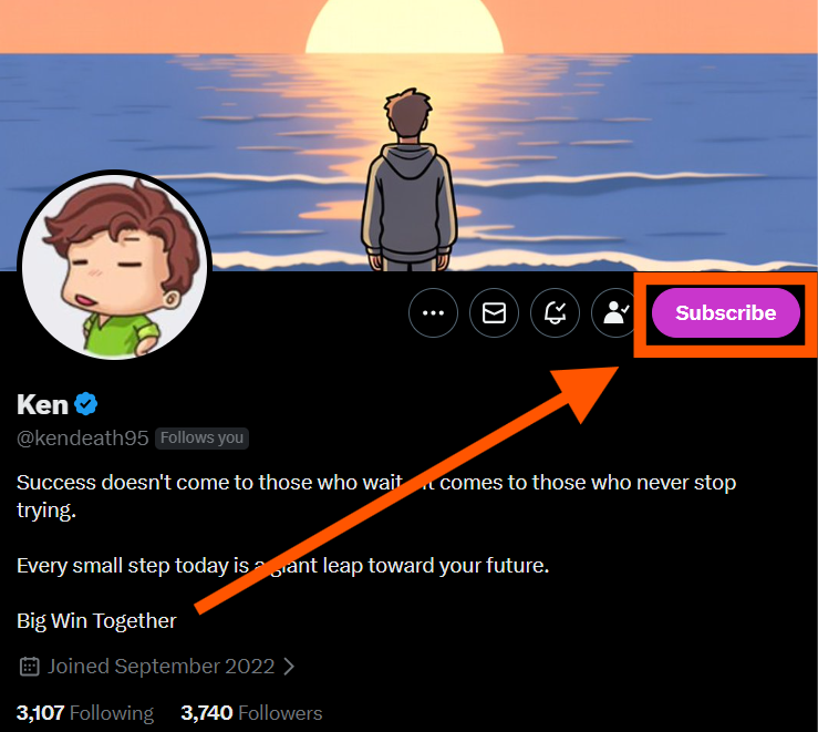kendeath95's tweet image. Big news today! 🥰

My Application Subscriptions have been officially approved by X.

Now we can level up together: exclusive early alpha on #Crypto projects &amp;amp; #AirdropCrypto  🪂, farming tips that actually work, and daily positive vibes to fuel your grind.

All for just $1/month