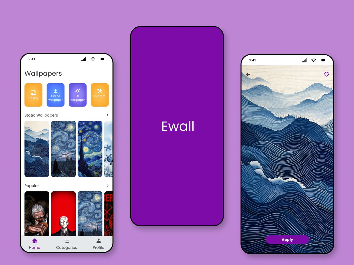 Silver83007's tweet photo. Designing a wallpaper app is easy.
Designing one that feels fast, calm, and delightful is where the real UX work happens.
I recently explored the UI concept for Ewall — a modern wallpaper app, and the goal was simple: remove friction between discovery → preview → apply. https://t.co/S1kELd3doR