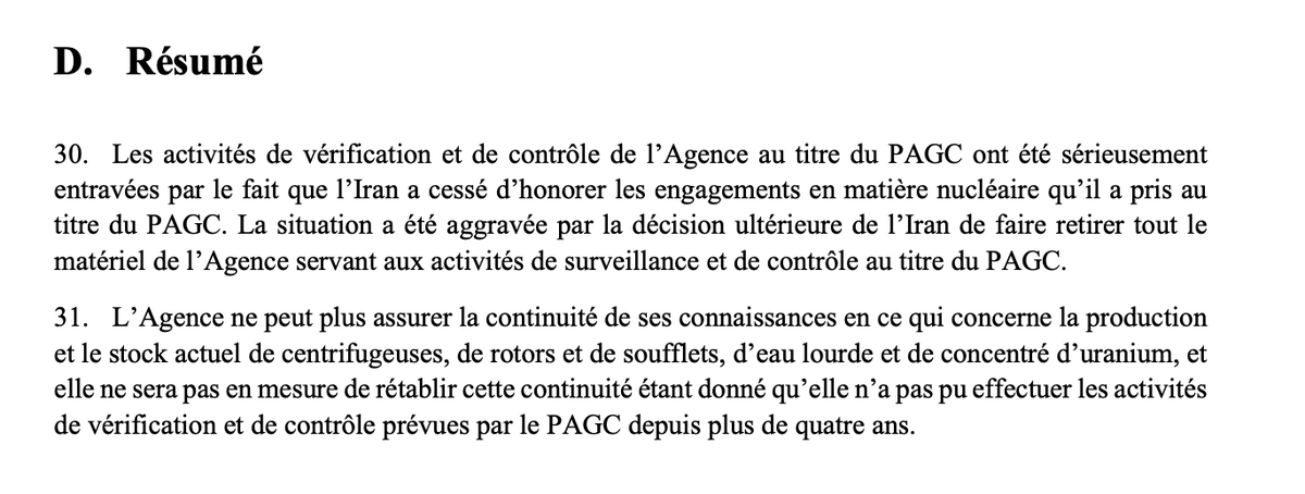 GeWoessner's tweet photo. Une question, sérieuse : où prend place dans votre réflexion le rapport de l'Agence internationale de l'Energie Atomique (AIEA) du 2 juin 2025 et ses "Faits nouveaux dans les installations d’enrichissement", établissant à 408,6 kg le stock d’uranium enrichi jusqu’à 60 %, et qui concluait :