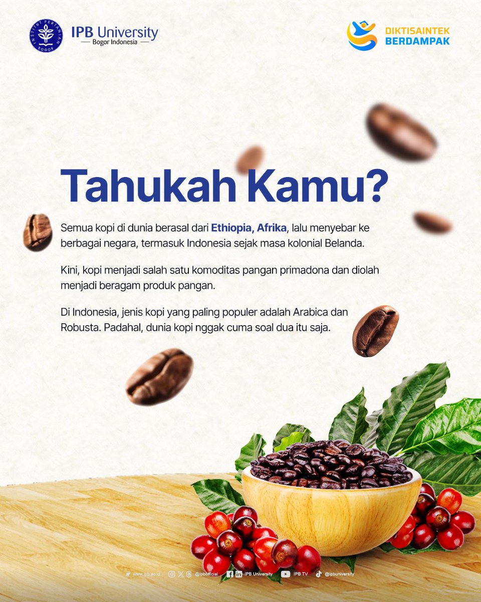 ipbofficial's tweet photo. #DidYouKnow

Halo IPBNesian!

Kopi itu bukan cuma gaya, tapi soal preferensi! Buat kamu para penggemar kopi, sudah tau 4 jenis kopi ini? Swipe untuk kenali masing-masing keunikannya!

Share ke temen-temen 'ngopi' kamu lainnya biar tau fakta menarik ini!

#IPBUniversity
#IPBNesian https://t.co/thcRpjOmam