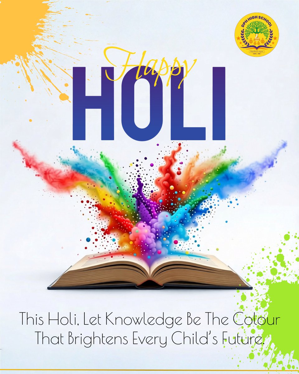 DPHHighschool's tweet photo. Happy Holi from DPH high school! this Holi, let knowledge be the colour that brightens every child’s future. Celebrate learning, growth, and the joy of discovery with us.

#happyholi #dphhighschool #holicelebration #knowledgeiscolour #childrensfuture #joyoflearning https://t.co/70jQoBKGV0