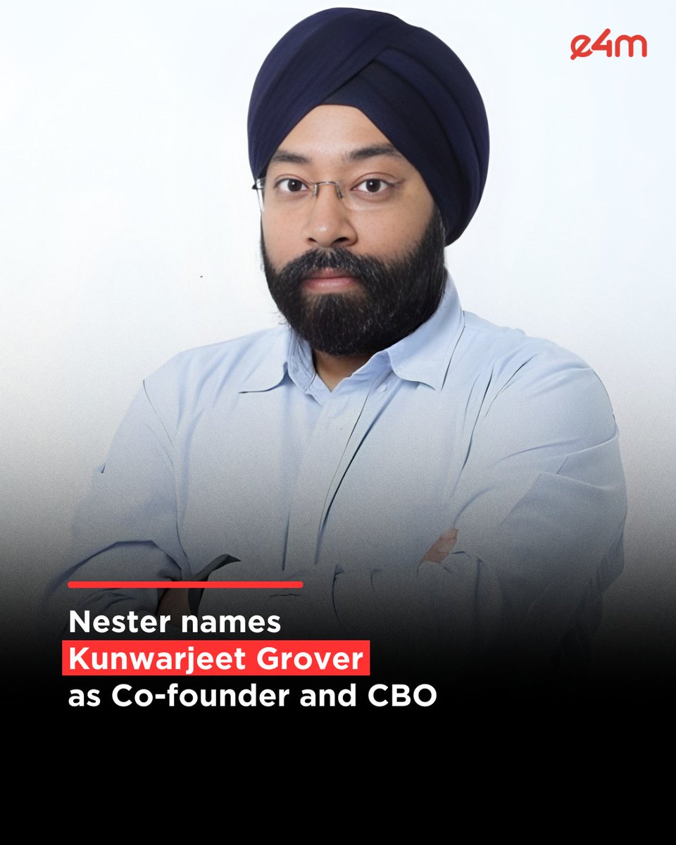 e4mtweets's tweet image. Nester names Kunwarjeet Grover as Co-founder and CBO.
He comes with a decade of experience in building digital-first brands. 

Read the full story - exchange4media.com/people-movemen…

#e4m #Nester #Cofounder #CBO #appointment #leadership
