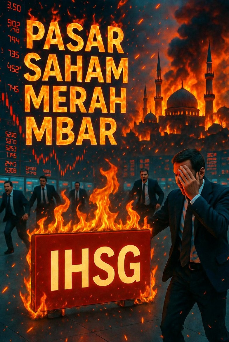 Wah, hari ini IHSG bener-bener lagi **kebakaran jalanan** nih, bro! 😭 Pagi tadi dibuka langsung ambruk lebih dari 2,5%, trus makin melorot sampe nyentuh minus 3-4% di sesi pagi, levelnya udah nyaris 7.600-an. Dari yang kemarin masih di kisaran 7.900-8.000, sekarang rasanya kayak