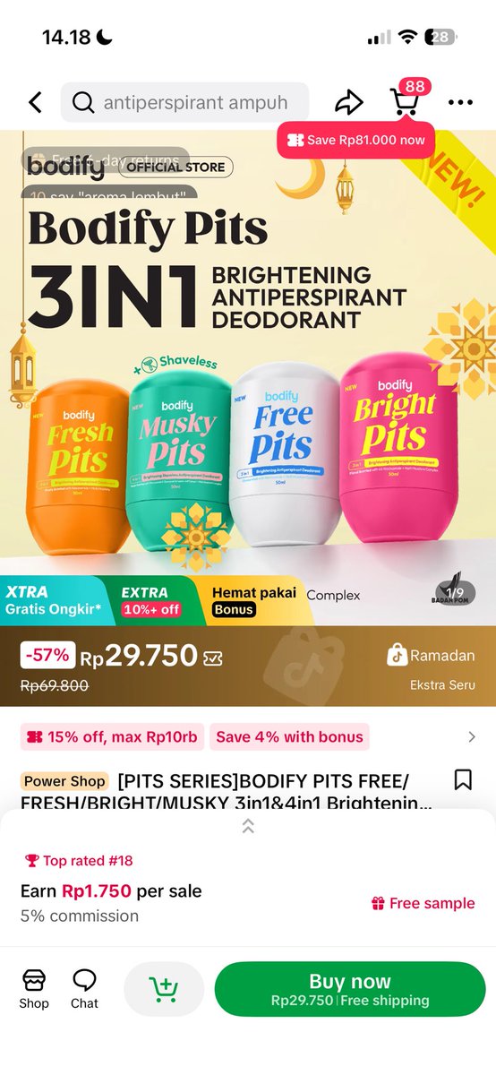 kapan lagi ada brand jualan brightening antiperspirant deodorant + SHAVELESS terus cuman 29ribuuuu😭😭

vt.tokopedia.com/t/ZS9dN5vrwxh1…