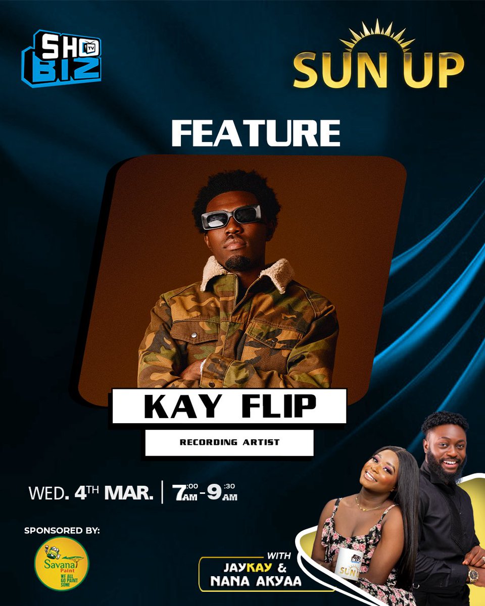 shobiztv's tweet photo. - @Kayflip_ is going LIVE on the SunUp Show this morning 🔥
It’s about to be vibes, energy, and real talk — you already know how we do on ShobizTV! Don’t blink, don’t scroll… stay locked in and tuned!
#shobiztv #sunup https://t.co/UGmIYXRZ1X