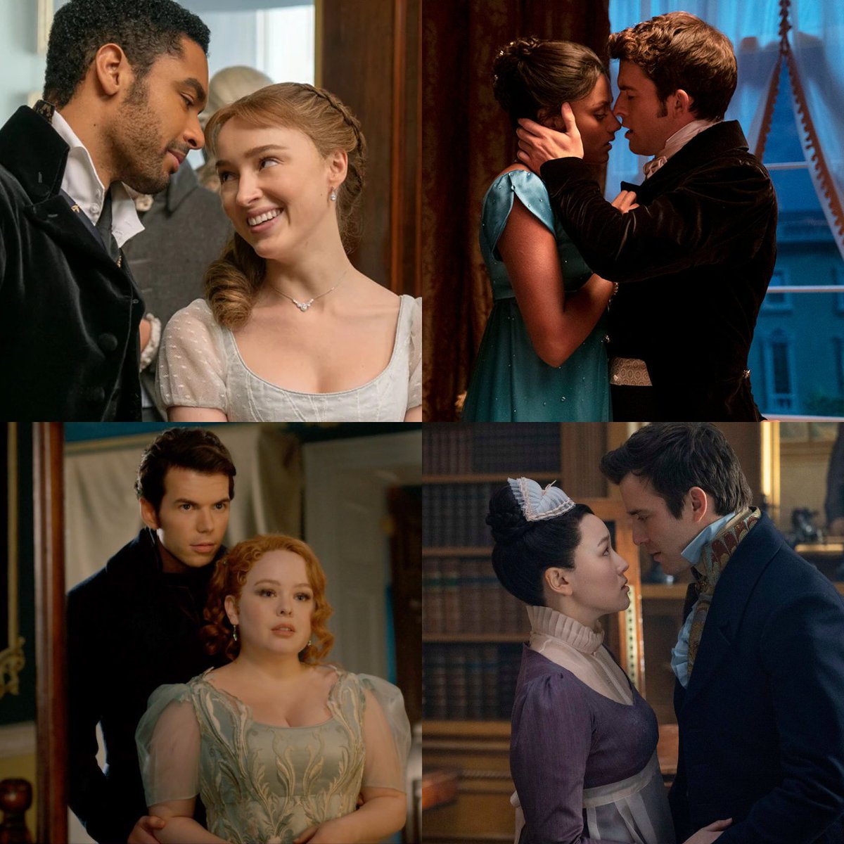 Zikoko_Mag's tweet photo. Which Bridgerton love story was your favourite? https://t.co/D2tVqOq1W0