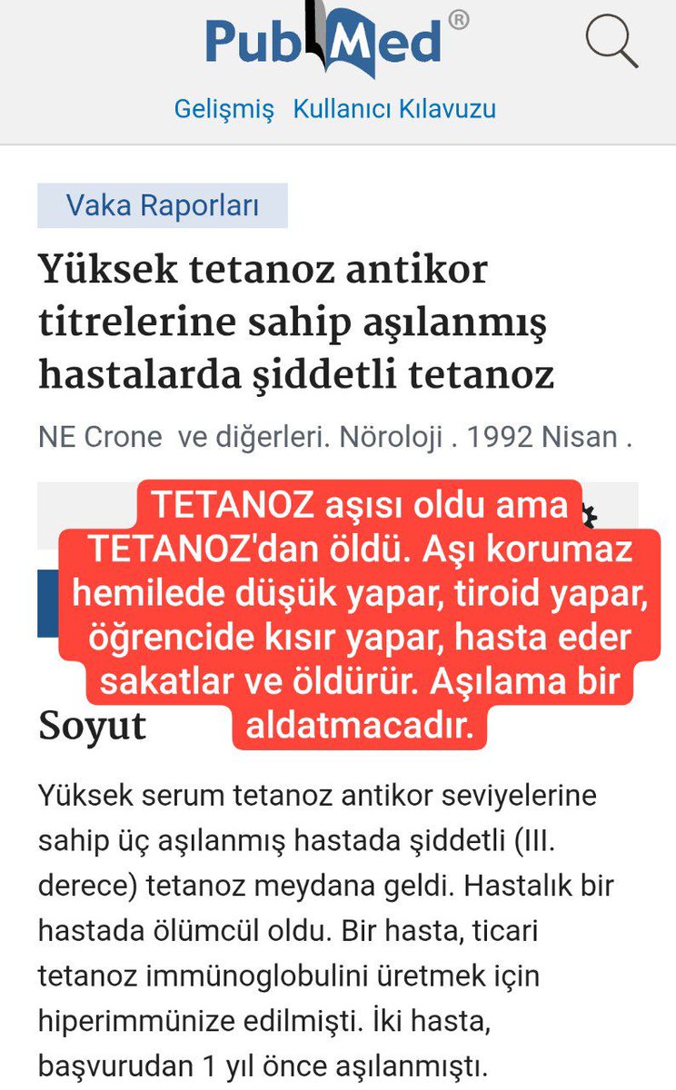 islam8563's tweet photo. TETANOZ aşısı oldu ama TETANOZ'dan öldü. Aşı korumaz hemilede düşük yapar, tiroid yapar, öğrencide kısır yapar, hasta eder sakatlar ve öldürür. Aşılama bir aldatmacadır.

Kaynak:
https://t.co/yiFpSyJ9Ya https://t.co/DcSY8PzrlM