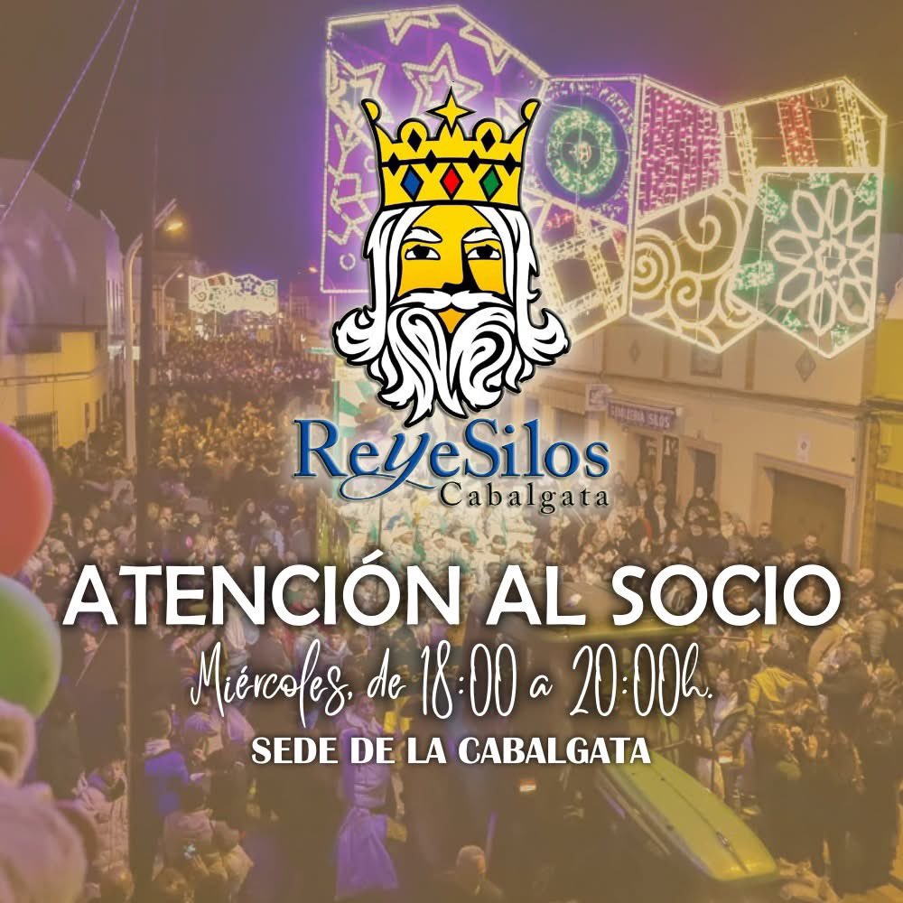 ATENCIÓN AL SOCIO ✨.

▶ Todos los miércoles, de 18:00 a 20:00 horas.

📍 Sede de la Cabalgata - C/ Cabalgata ReyeSilos s/n.
.
.
.
#ReyeSilosAlcalá 👑