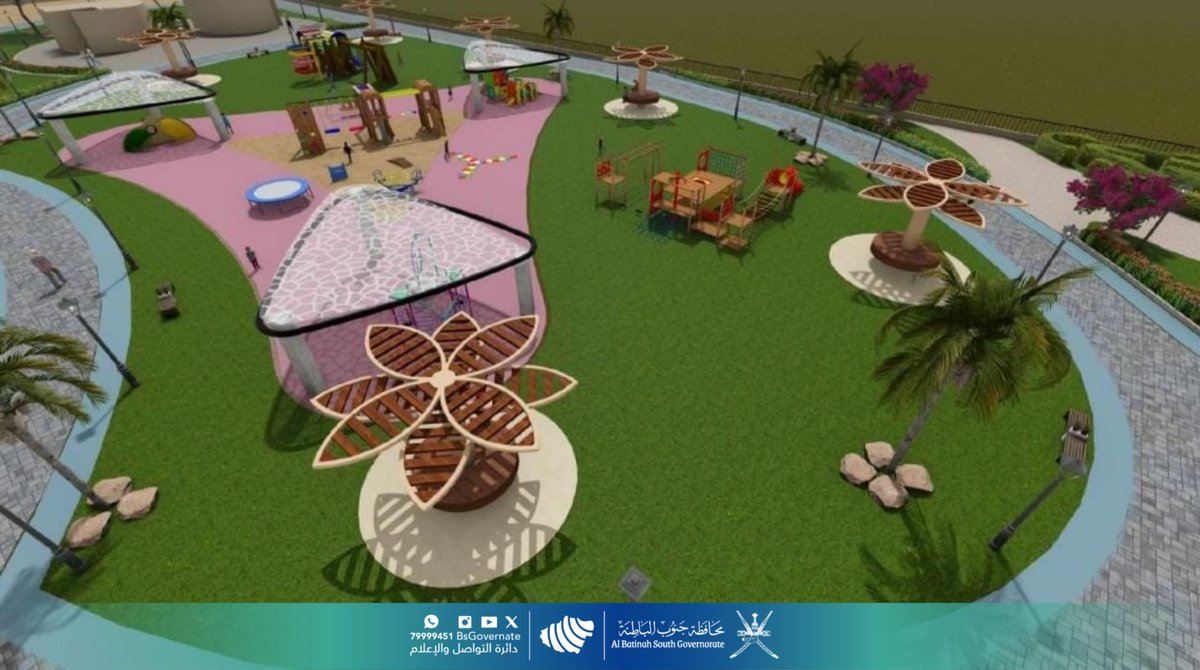 BsGovernate's tweet photo. يتواصل العمل في مشروع تطوير حديقة وادي المعاول بمنطقة أفي بمحافظة جنوب الباطنة، ويأتي هذا المشروع في إطار الجهود الرامية إلى تعزيز المرافق العامة والارتقاء بالبنية الترفيهية والخدمية بولاية وادي المعاول، حيث بلغت نسبة الإنجاز في المشروع 40 بالمائة.

ويُنفَّذ المشروع من قبل شركة اليسر الشاملة للتجارة ش.م.م، على مساحة إجمالية تُقدَّر بـ 15 ألفًا و201 متر مربع.

ويتضمن المشروع تنفيذ ممرات من الإنترلوك بمساحة 3508 أمتار مربعة، وممرات إيبوكسي بمساحة 700 متر مربع، إلى جانب إنشاء مبانٍ خدمية تشمل البوابة الرئيسية، وغرفة التذاكر، وغرفة الحارس، ودورات المياه، والمصليات، والمسرح، بإجمالي مساحة بناء تبلغ 242 مترًا مربعًا. كما يشتمل المشروع على إنشاء أحواض للزهور، وتعشيب مساحات خضراء تُقدَّر بـ 6135 مترًا مربعًا، وإقامة مظلات وبرجولات وجلسات ونوافير، بالإضافة إلى تخصيص منطقة ترابية للألعاب والاستثمار بمساحة 1700 متر مربع، مع تسوير كامل للموقع.

Work is continuing on the Wadi Al Maawil Park Development Project in the Afi area, South Al Batinah Governorate, as part of efforts to enhance public facilities and upgrade the recreational and service infrastructure in the Wilayat of Wadi Al Maawil. The project has currently reached 40% completion.

The project is being implemented by Al Yusr Al Shamelah Trading LLC, on a total area of 15,201 square meters, in accordance with the work order issued on 1 September 2025, with completion scheduled for 25 March 2027.

The project includes the construction of interlock walkways covering 3,508 square meters and epoxy walkways covering 700 square meters, in addition to service buildings that include the main gate, ticket room, guard room, restrooms, prayer rooms with restrooms, and a theater, with a total built-up area of 242 square meters.

The project also includes the construction of flower beds, landscaping of green areas covering 6,135 square meters, installation of shades, pergolas, seating areas, and fountains, as well as the allocation of a 1,700-square-meter soil area for games and investment activities, along with the full fencing of the site.