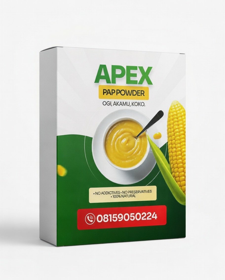 OlamideTitus246's tweet photo. Product packaging design for Apex Pap Powder. 

© Crafted by Olaoye Titus Olamide 

I'm a strategic graphic designer | serving clients worldwide.

#freshart #packagingdesign #freshdesign 
#freshdesigner #packaging https://t.co/4dkhvSmjmj