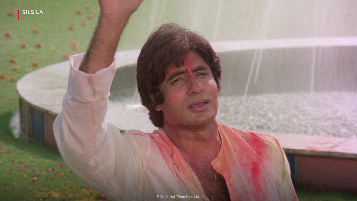 Sujal_Pushkar's tweet photo. The Biggest #Holi Banger Of All Time.🔥🔥🔥🔥

“Rang Barse..” 🔥🔥✨✨ 
#AmitabhBachchan 
#Silsila (1981) https://t.co/fnshuthJz3