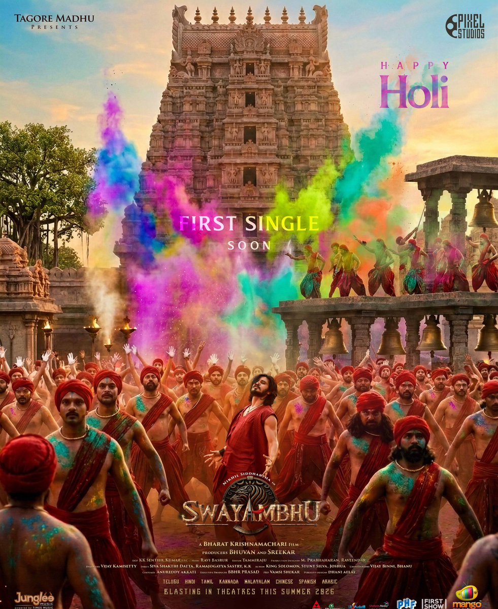 #swayambhu 
First single in soon &amp;
With Holi wishes

#nikhilsiddhartha 
#swayambhuteaser 
#tollywood