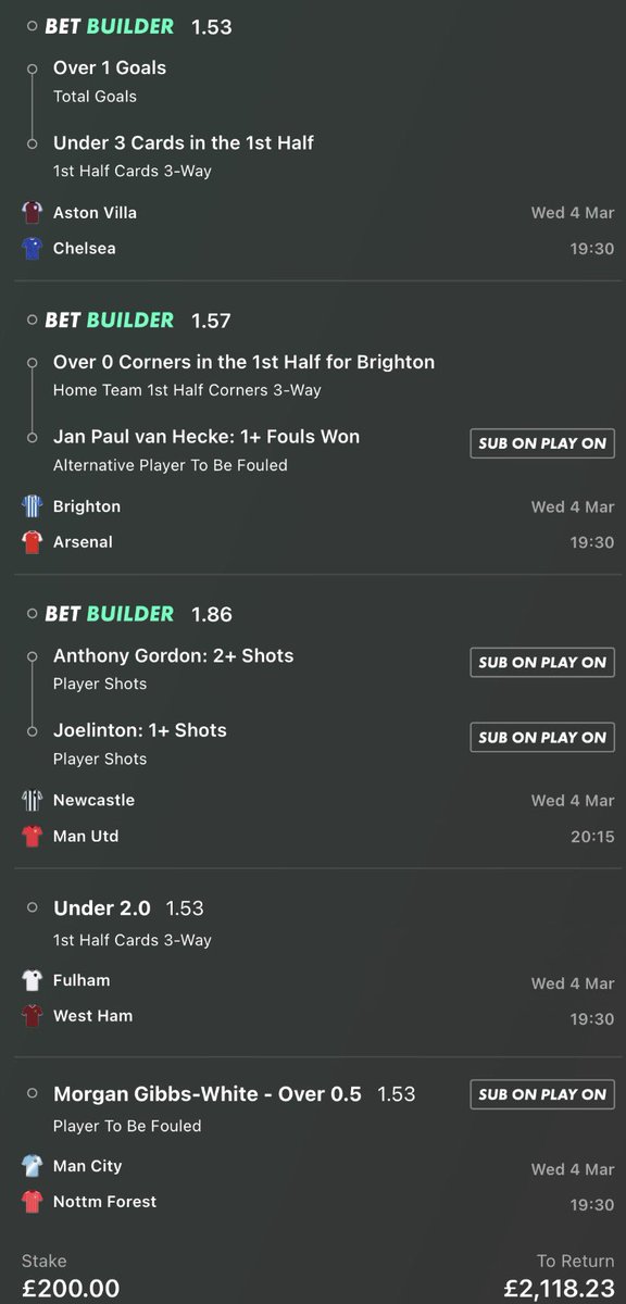 THE BEST PREMIER LEAGUE ACCA YOU WILL SEE TODAY! 😎

9/1 PREM ACCA, WHO FOLLOWING ALONG? 👀

IF THIS WIN LETS GIVEAWAY £50 X4 TO SOMEONE WHO LIKES, RT’S THIS POST!  🤩

BIGG PREM ACCA POSTED ON THE FREE GROUP (CHECK COMMENTS FOR THAT) 👇