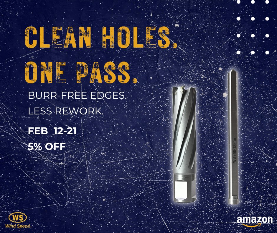 HelloEC_tw's tweet photo. Clean holes. One pass. 👌
📌 Deal: Feb 12–21 | 5% OFF
🔗Shop Now: https://t.co/WZi9xsi6kW

#amazon #WindSpeed #annularcutter #magdrill #metalworking #fabrication #machineShop #tungstencarbide #holecutting #industrialtools https://t.co/o6ISDtvaJv