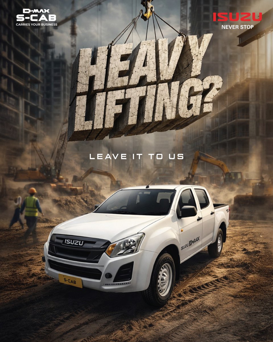 IsuzuIndia's tweet image. When the job demands more, the Isuzu D-MAX S-CAB delivers. From construction sites to heavy cargo, we take the weight off your shoulders so you can focus on growing your business. High performance, zero compromises.

#IsuzuSCAB #HeavyLifting #SCAB #WorkTruck #BusinessOnWheels