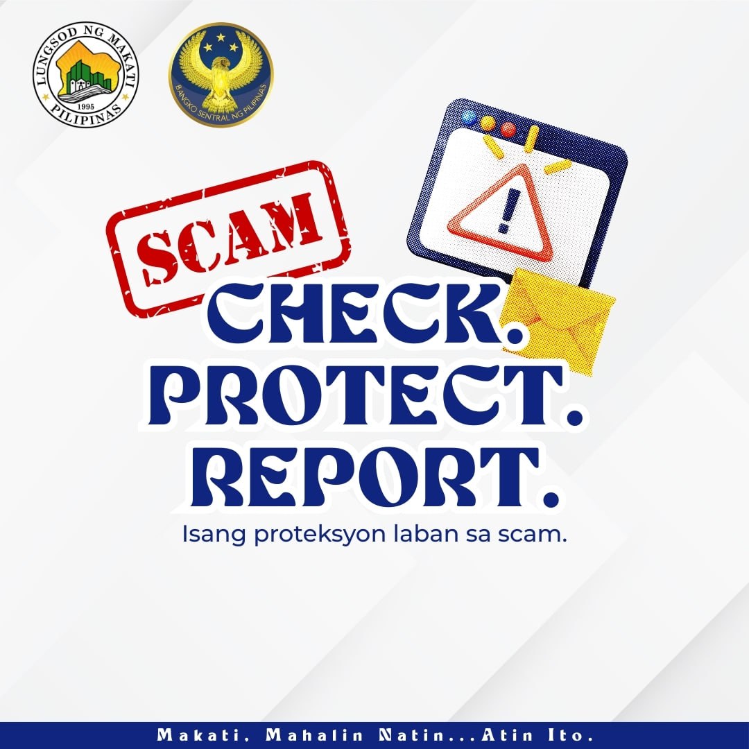 My_Makati's tweet photo. Isinusulong ni Mayora Ate Nancy Binay ang #CheckProtectReport (CPR) upang matiyak na ang bawat residente ay may sapat na kaalaman kung paano umiwas sa panloloko at maprotektahan ang kanilang pinaghirapang kita.
Makiisa at maging bahagi ng solusyon. https://t.co/X0cI3YHOpA