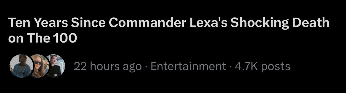 TREND | The Clexa fandom has done it once again, Lexa is trending! 🤍

#10YearsWithoutLexa
